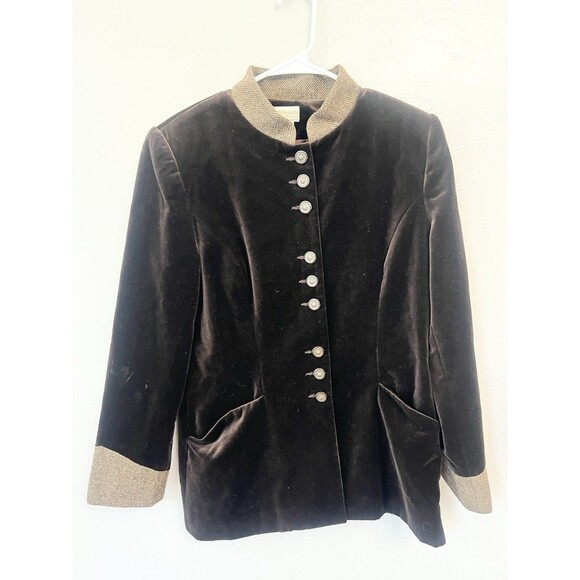 Coldwater Creek Military Velvet Coat Size 10 Brown Whimsigoth Equestrian Vintage - Picture 1 of 7